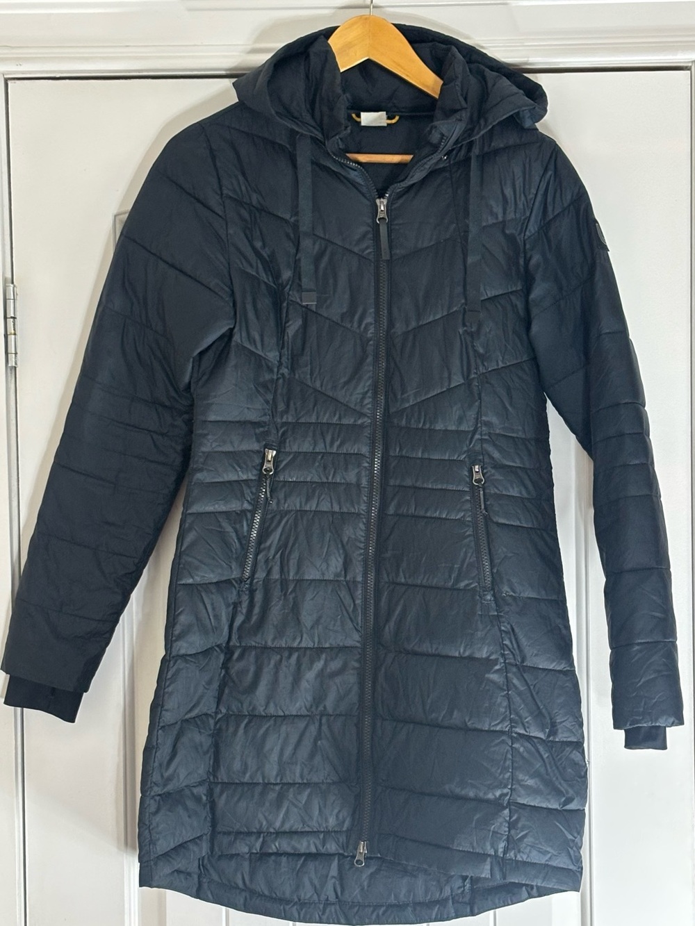 Lole Sz Sm Women’s Black Hooded Quilted Long Puffer Coat